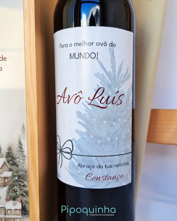 Garrafa de Vinho com Rótulo Personalizado e Caixa em Madeira – Mod.7 - Image 2